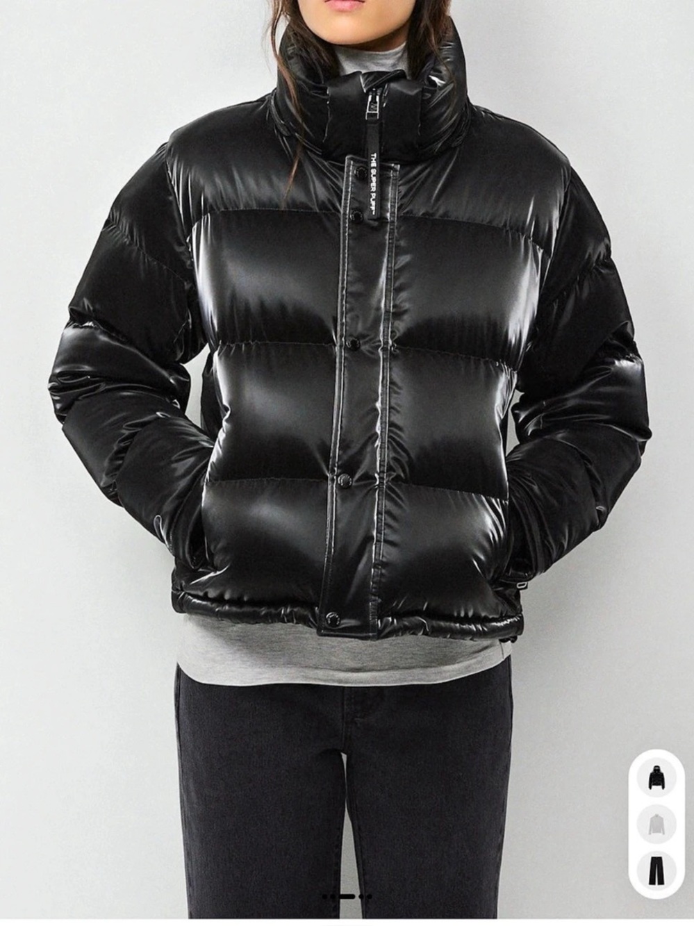Super puff Liquid Shine Black Puffer Jacket Like New